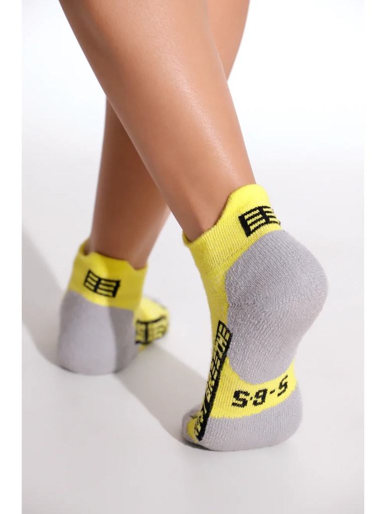 Just Breethe Extra Low Cut Sock (Small, Yellow/Grey)