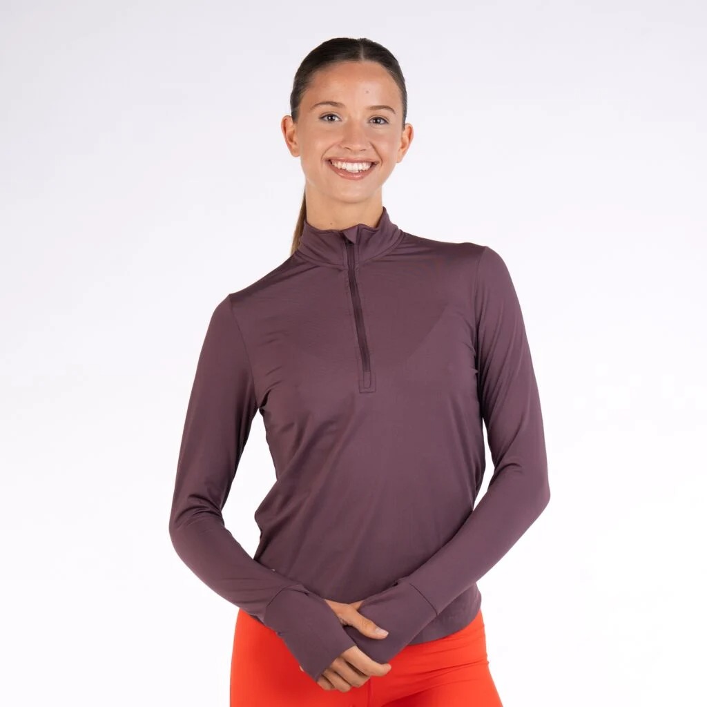 First Ascent Corefit 1/4 Zip Top L/S - Women's (X Small, Choco Berry)